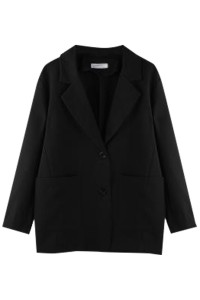 SKLS021  製造英倫風女西裝外套  設計翻領淨色單排雙鈕商務西裝外套  寬鬆款西裝外套中心  